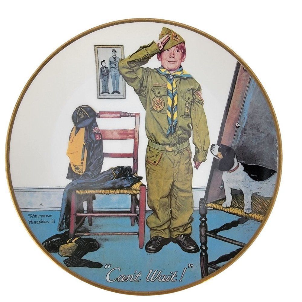 Norman Rockwell Boy Scout Plate "Can`t Wait" 1981 First Addition #7946 of 10,000